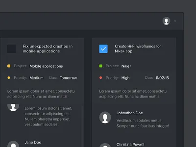 Tasks - Dark Mode admin cards dark dark mode dashboard project management tasks ui web app