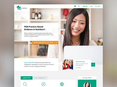 PEN Website arrows evidence geometric home icons nutrition ui ux website