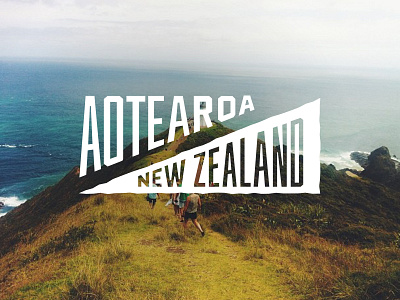 Aotearoa – Land of the Long White Cloud flag hand drawn new zealand typography vector