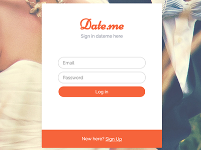 Date.me date dress flat login form love married ui kit weeding