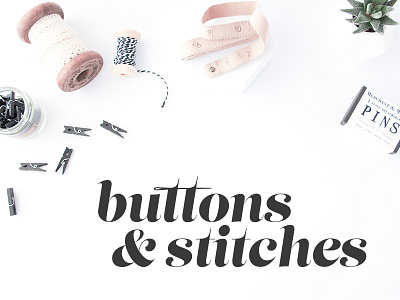 Buttons & Stitches Logo ampersand buttons grand rapids janessa rae janessa rae design creative logo michigan needle serif sewing stitches