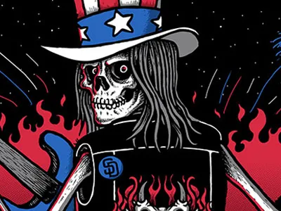 DC Bones... commission gigposter rock poster screenprint skeleton skull uncle sam