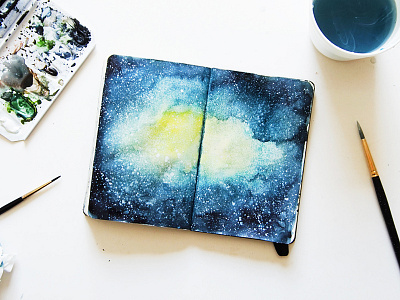 Space portrait illustration moleskine painting sketch space watercolour