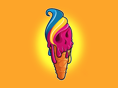 Skull Cream cmyk colors cream death. ice illustration skull vector