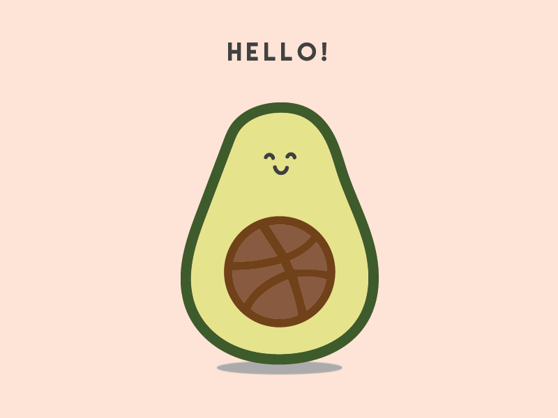 Hello Dribbble! avocado first shot gif hello