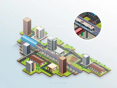 Isometric City Illustration 3d building city illustration india isometric landscape map metro urban vector yatish asthana