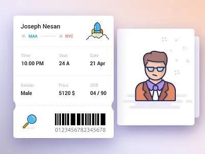 Flight Ticket Design booking colors flight icons illustration new scan tablet ticket ui ux