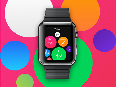 Health app Apple Watch Interface app apple watch bubbles calories circles health nutrition run walk watchos water