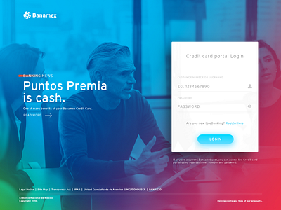 Bank Login / Register banamex bank login mexico register ui ux