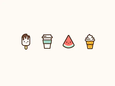 Summer Icon coffee food ice cream icons outline outline icons watermelon