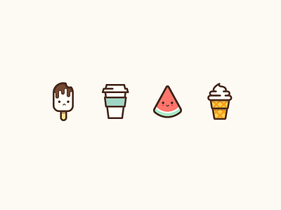 Summer Icon coffee food ice cream icons outline outline icons watermelon