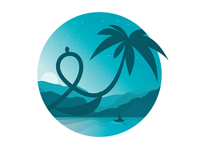 Tropical Night hammock illustration landmark landscape sun sunrise tree tropical vector