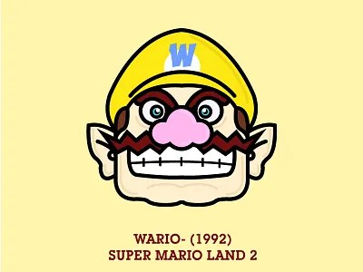 No.5 Wario flat illustration simple vector. wario