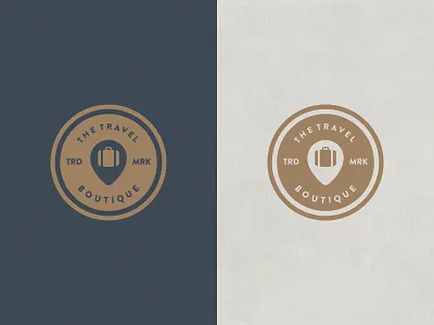 The Travel Boutique agency badge effendy emblem identity location pin logo suitcase texture toursim travel trip