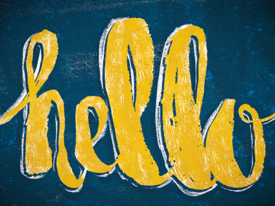 Hello blue brush hello hi lettering texture type typography yellow