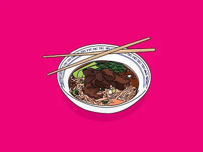 Noodle Beef Bowl beef bowl illustration noodle