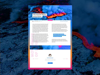 Blog Template article blog color gradient iceland imagery typography ui ui kit visual volcanos