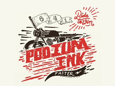 Ride bike drawn hand podium typography