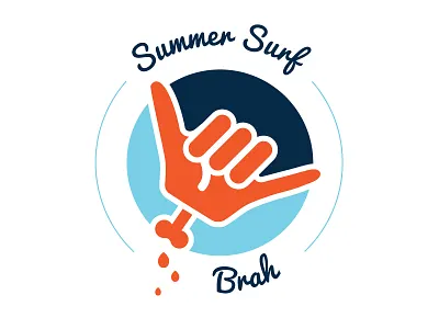 Surf's up beach icon illustration illustrator logo shaka summer surf surfing
