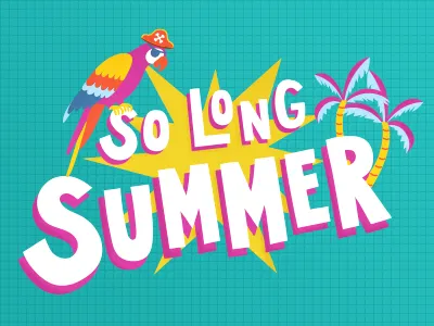So Long Summer custom illustration lettering palm parrot summer type