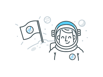 Work done! astronaut flag illustration line lines minimal moon space