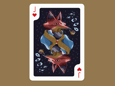 Playing Arts - Foxy! card fox foxes hearts illustration jack jackofhearts pipe playingarts smoke