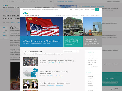 Paulson Institute Blog blog home landing page web design website