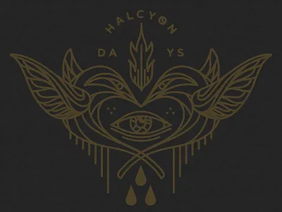 Halcyon bird eye flame illustration linework logo monotone t shirt tear vector