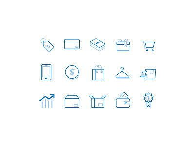 Line icons for ecommerce app card commerce ecommerce 64px icon line money shop thinline ui