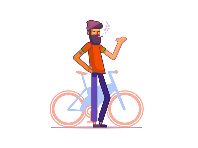 Hipster bearded bicycle bike creative hipster illustration smoke urban y generation yuccie yuppie