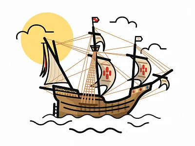 La Santa Maria boat illustration la maria santa ship