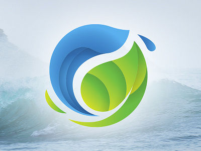 Leaf and Wave ag circle gradient icon leaf water wave