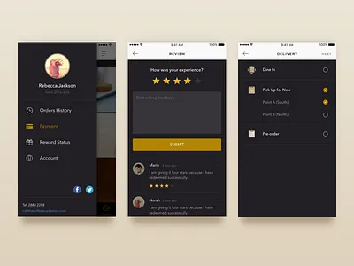 app for coffee shop coffee delivery order review sidebar