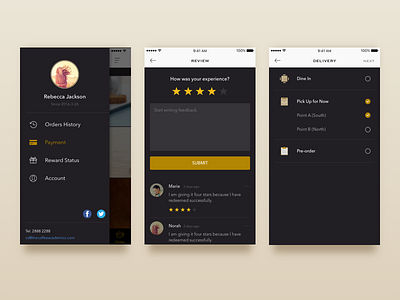 app for coffee shop coffee delivery order review sidebar