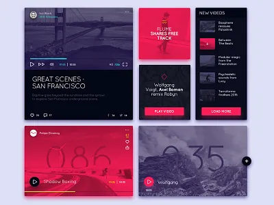Ui Widgets clean concept contact design flat layout music page player ui kit