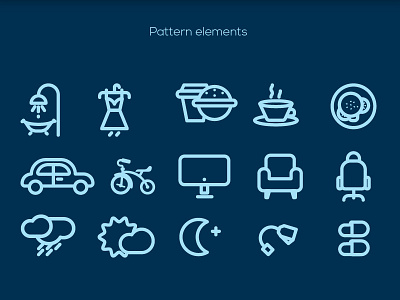 Pattern elelemts bath break burger car coffee dress icon lunch pattern weather work