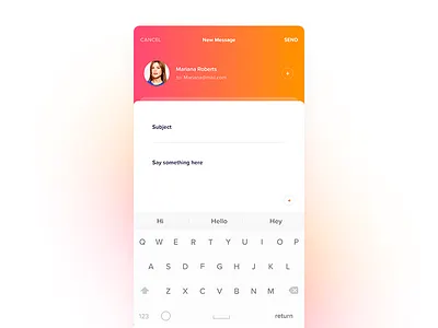 Email App app compose email ios keyboard mail message text ui user experience user interface ux