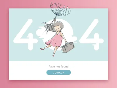 404 Page 404 card dandelion illustration summer travel ui web