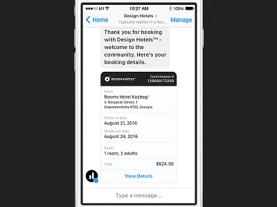 Hotel Booking Concept on Messenger (WIP) ai booking bot chatbot concept confirmation conversational ui facebook hotel messenger travel ux