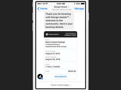 Hotel Booking Concept on Messenger (WIP) ai booking bot chatbot concept confirmation conversational ui facebook hotel messenger travel ux