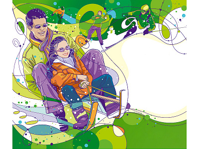 Snow fun art digital illustration image