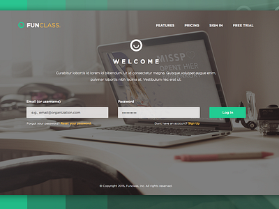 Funclass app design landing ui ux