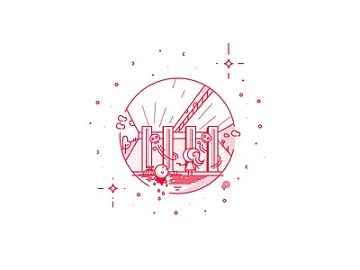 Highway to Hell blood bridge choice crazy death gun highway illustration lineart road skull