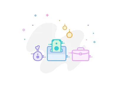 Risk profile : Prudent (illustration) app bank box cash illustration money prudent savings suiitcase ui