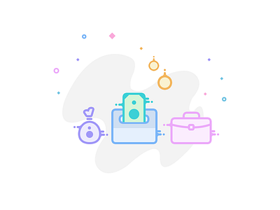 Risk profile : Prudent (illustration) app bank box cash illustration money prudent savings suiitcase ui