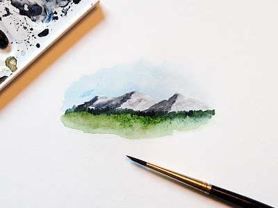 Landscape illustration landscape minimal painting simple sketch watercolour