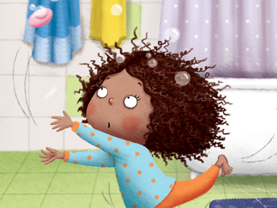 I scrub my hands without a hitch childrens illustration digital art funny character girl character picture book