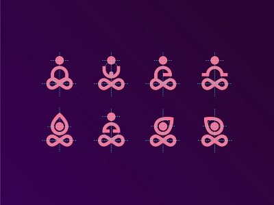 Yoga Icon set breathing design icons pink ui ux violet yoga