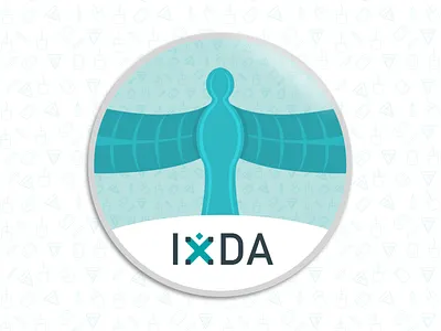 IxDA Badge Design angel of the north badge button badge design illustration ixda newcastle sticker