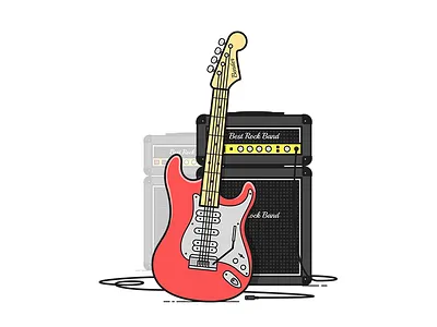 Guitar amp amplifier band concert electric guitar guitar music rock vector